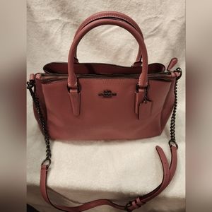 Authentic Rose Pink Leather Coach Large Satchel
